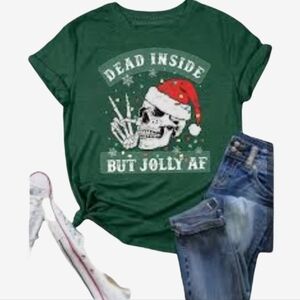 Christmas Skull  Womens Plus Size Graphic Tee - Size 2XL